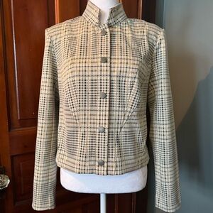 CAbi Houndstooth Plaid Blazer Jacket Size Small